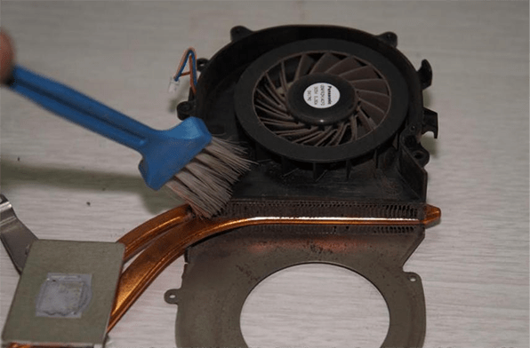 clean the fan with a small brush